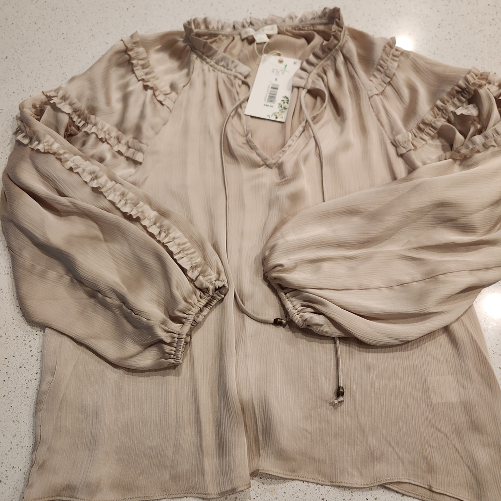 Chelsea & Violet Cream Ruffle Blouse